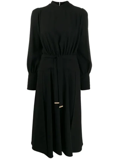 Elisabetta Franchi Tie Waist Dress In Black