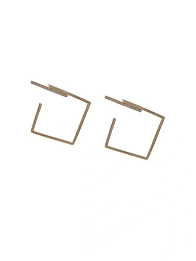 Azlee 18kt Yellow Gold Pave Diamond Bar Geometric Earrings