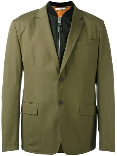 Givenchy Bomber Layer Blazer Jacket In Green