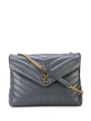 Saint Laurent Loulou Monogram Plaque Shoulder Bag In Grey