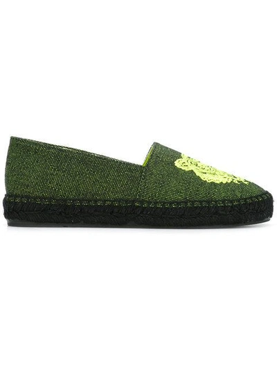 Kenzo Tiger Embroidered Espadrillas In Green