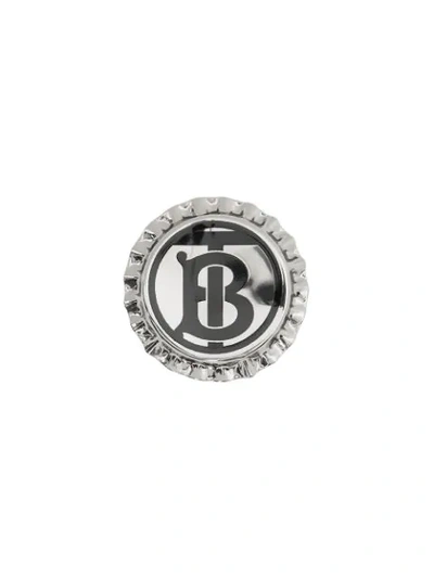 Burberry Monogrammed Bottle Cap Brooch In Metallic