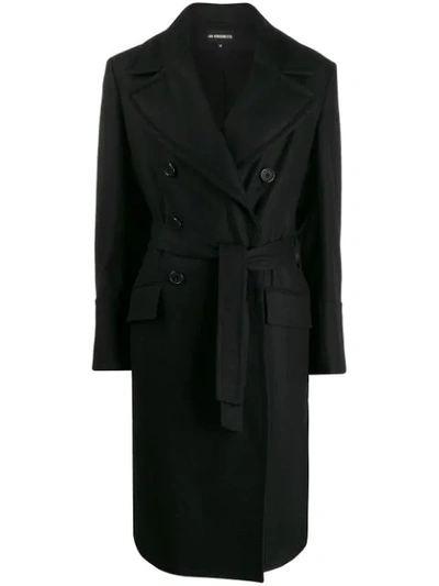 Ann Demeulemeester Double Breasted Coat In Black