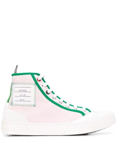 Thom Browne Contrast Trim High-top Sneakers In Pink