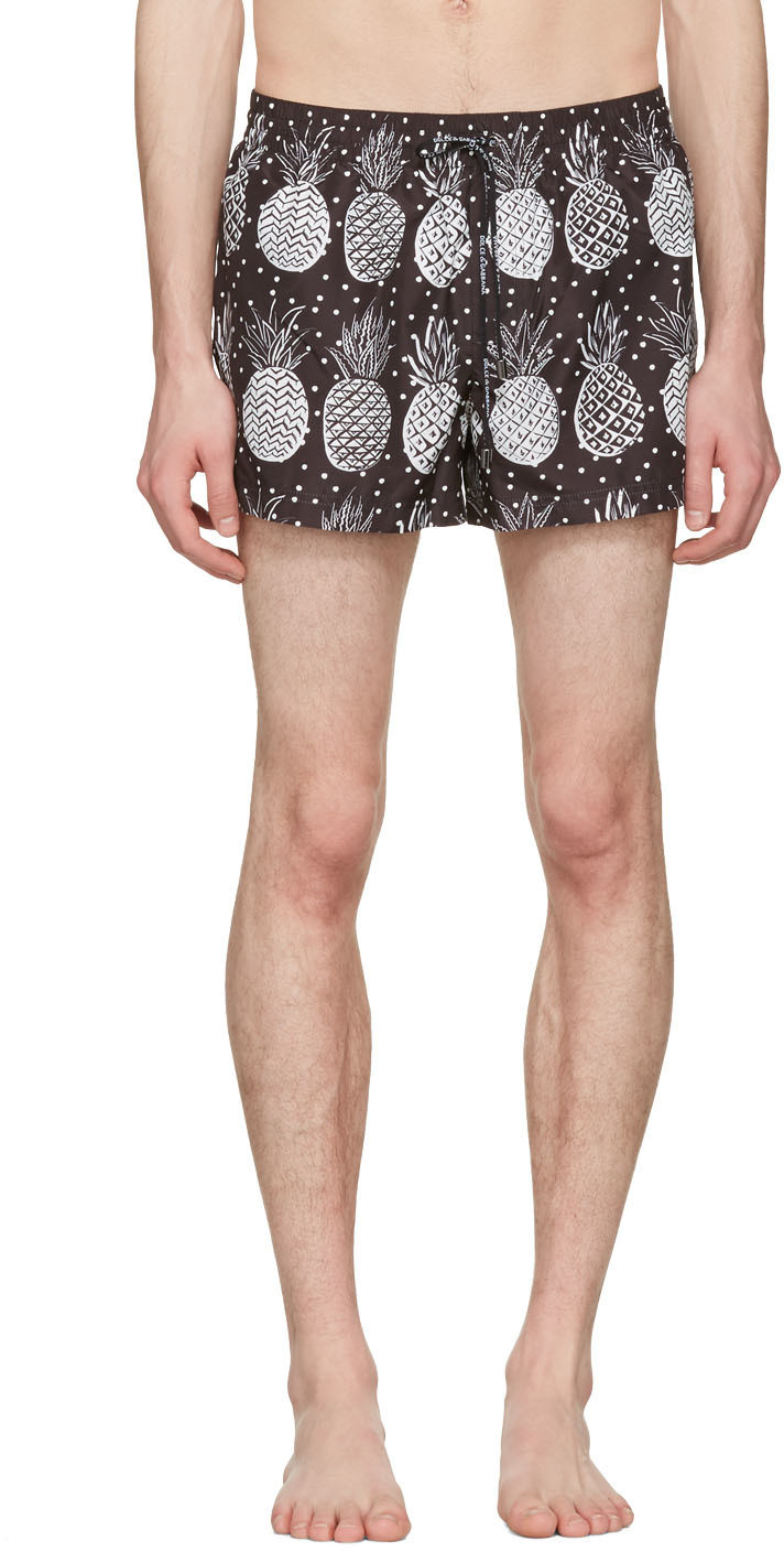black pineapple swim trunks
