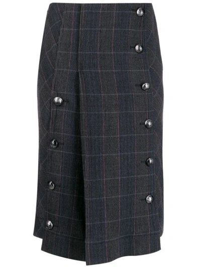 Chloé Checked Pleated Skirt In Grey