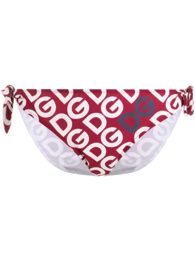 Dolce & Gabbana Dg Logo Tie Bikini Bottoms In Red