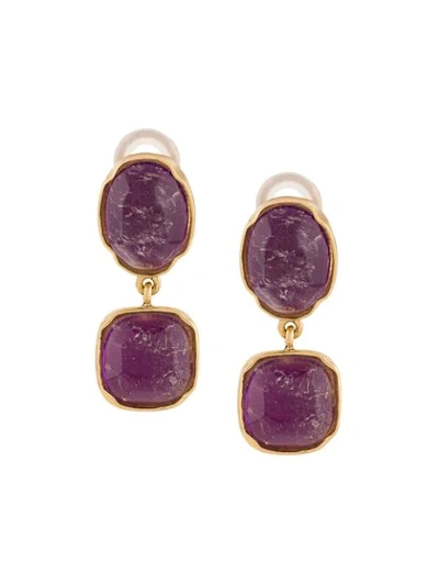 Goossens Two Cabochons Earrings In Gold