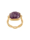 Goossens Cabochons Square Embellished Ring In Gold