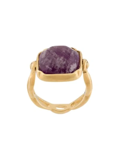 Goossens Cabochons Square Embellished Ring In Gold