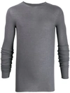 Rick Owens Ribbed Sweater In Grey