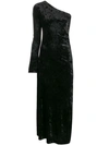 Ssheena Single Sleeve Velvet Dress In Black