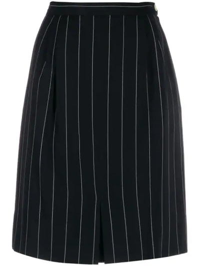 Pre-owned Valentino 1980s Pinstriped Skirt In Black