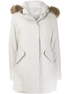 Woolrich Fur Hood Padded Jacket In Neutrals