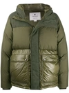 Woolrich Panelled Puffer Jacket In 6006 Green 