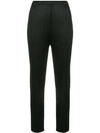Issey Miyake Cropped Plissé Satin Trousers In Black