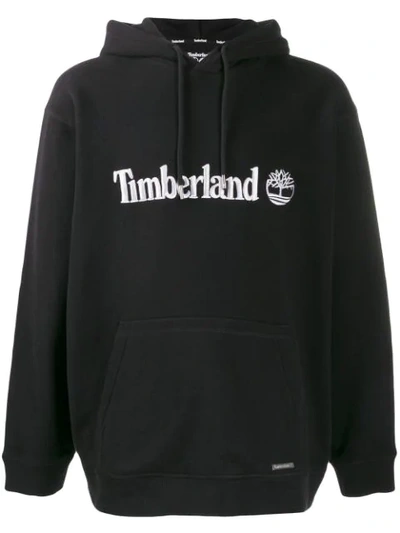 Timberland Logo Embroidered Hoodie In Black