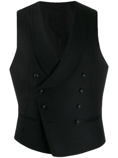 Tagliatore Textured Waistcoat In Black