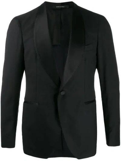 Tagliatore Curved Lapel Blazer In Black