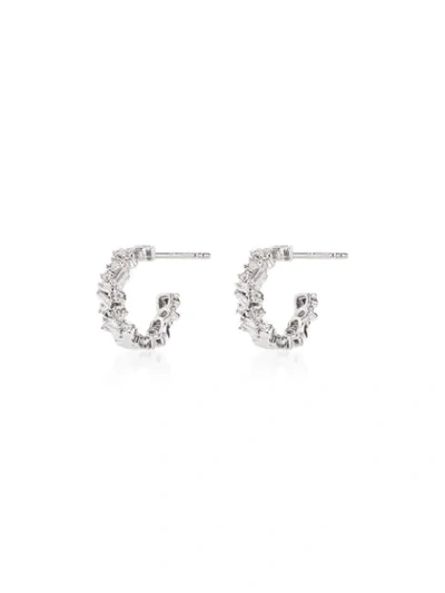 Suzanne Kalan 18kt White Gold And Diamond Hoop Earrings In Metallic