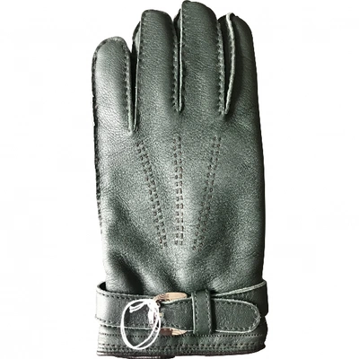 Pre-owned Stefano Ricci Leather Gloves In Green