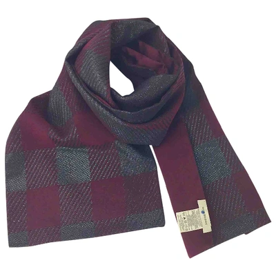 Pre-owned Burberry Wool Scarf & Pocket Square In Burgundy