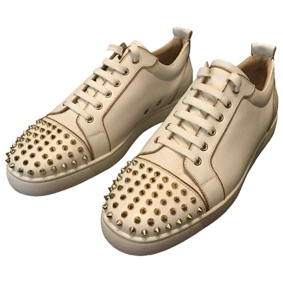 Pre-owned Christian Louboutin Louis Leather Low Trainers In White