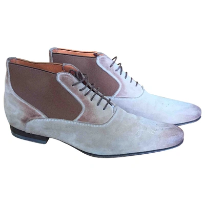 Pre-owned Santoni Leather Boots In Beige