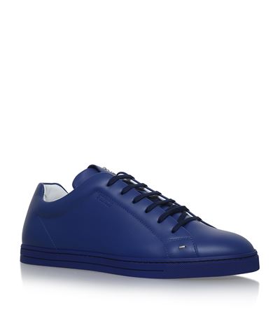 Fendi Face Detail Leather Sneakers In 