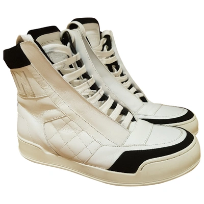 Pre-owned Balmain Leather High Trainers In White