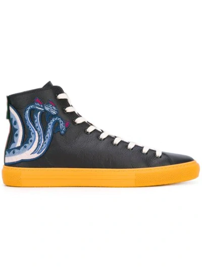 Gucci Major Embroidered High-top Sneakers In Black