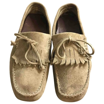 Pre-owned Daniele Alessandrini Leather Flats In Beige