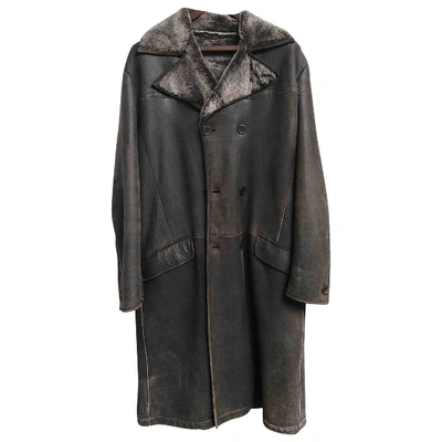 Pre-owned Fendi Leather Coat In Brown