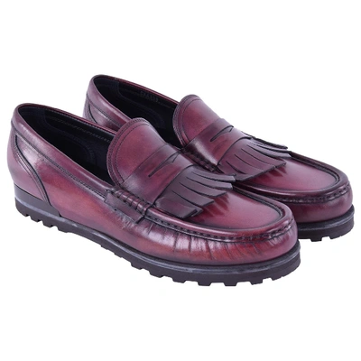Pre-owned Dolce & Gabbana Leather Flats In Burgundy