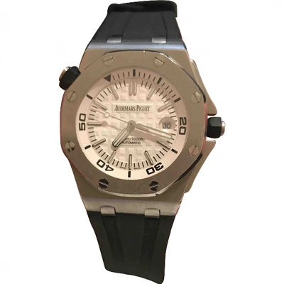 Pre-owned Audemars Piguet Royal Oak Offshore White Steel Watch