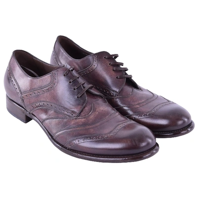 Pre-owned Dolce & Gabbana Leather Lace Ups In Brown