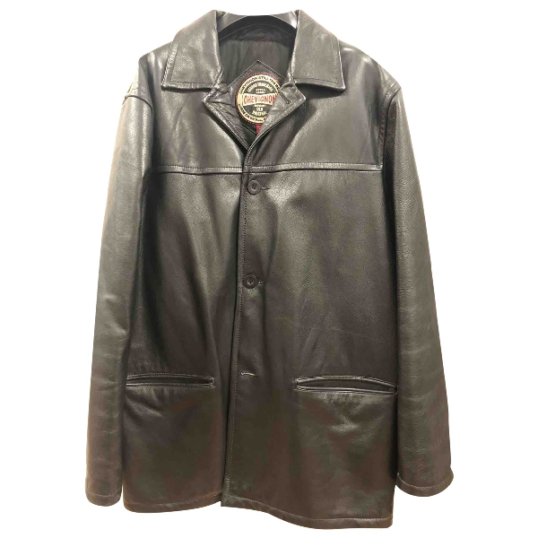 Pre-owned Chevignon Anthracite Leather Jacket | ModeSens