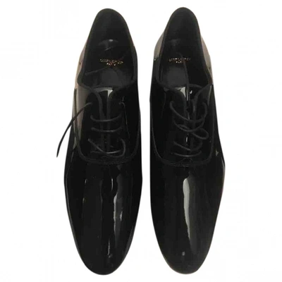 Pre-owned Saint Laurent Patent Leather Lace Ups In Black