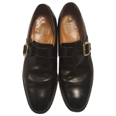 Pre-owned Loake Leather Flats In Black