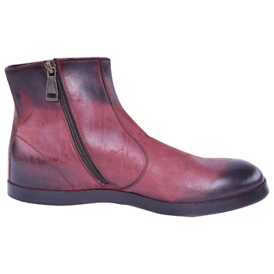 Pre-owned Dolce & Gabbana Leather Boots In Burgundy