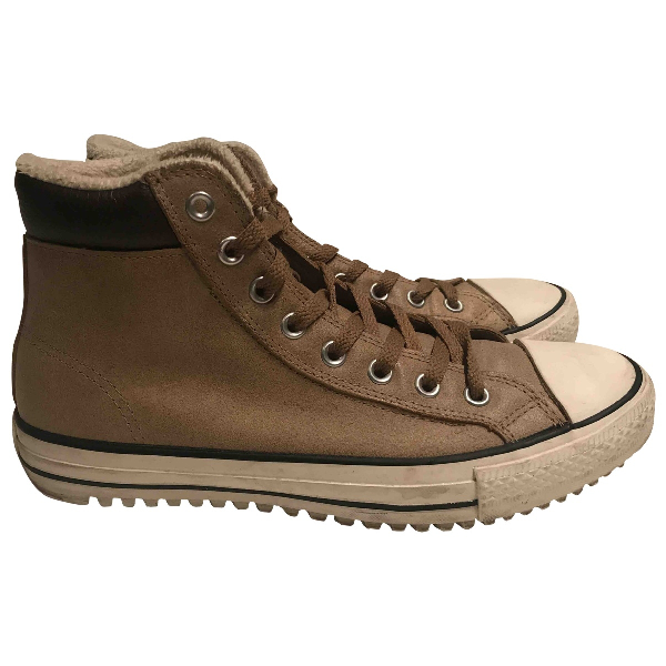 leather beige converse