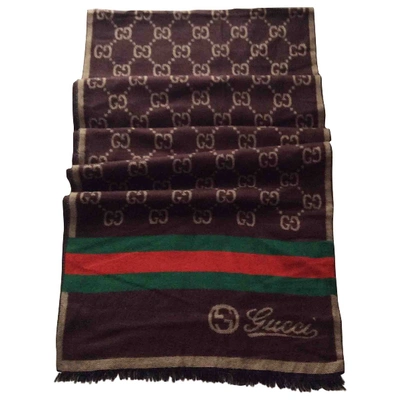 Pre-owned Gucci Cashmere Scarf & Pocket Square In Brown