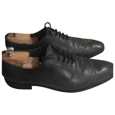 Pre-owned Rochas Leather Lace Ups In Navy