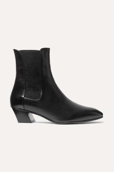 Stuart Weitzman Cleora Block-heel Leather Chelsea Booties In Black