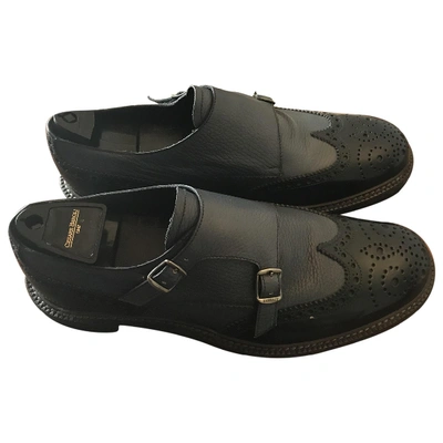 Pre-owned Neil Barrett Leather Flats In Navy