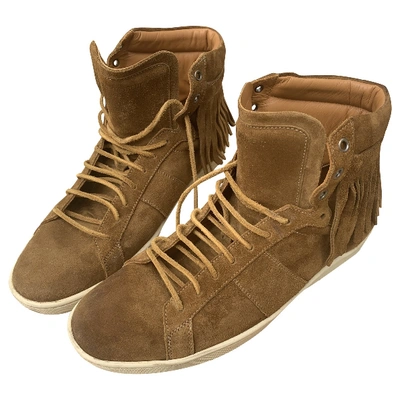 Pre-owned Saint Laurent Camel Suede Trainers