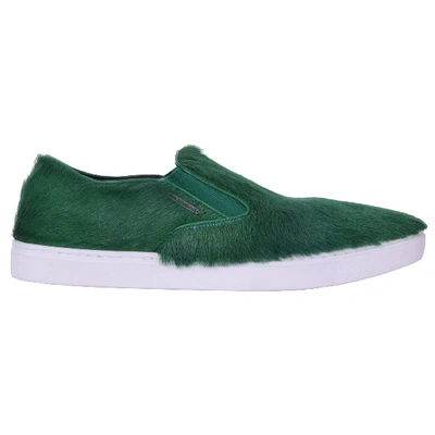 Pre-owned Dolce & Gabbana Leather Low Trainers In Green