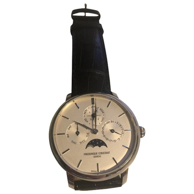 Pre-owned Frederique Constant Slimline Black Steel Watch