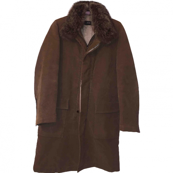 Pre-Owned Hugo Boss Camel Cotton Coat | ModeSens