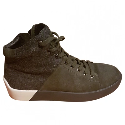 Pre-owned Alberto Guardiani High Trainers In Khaki